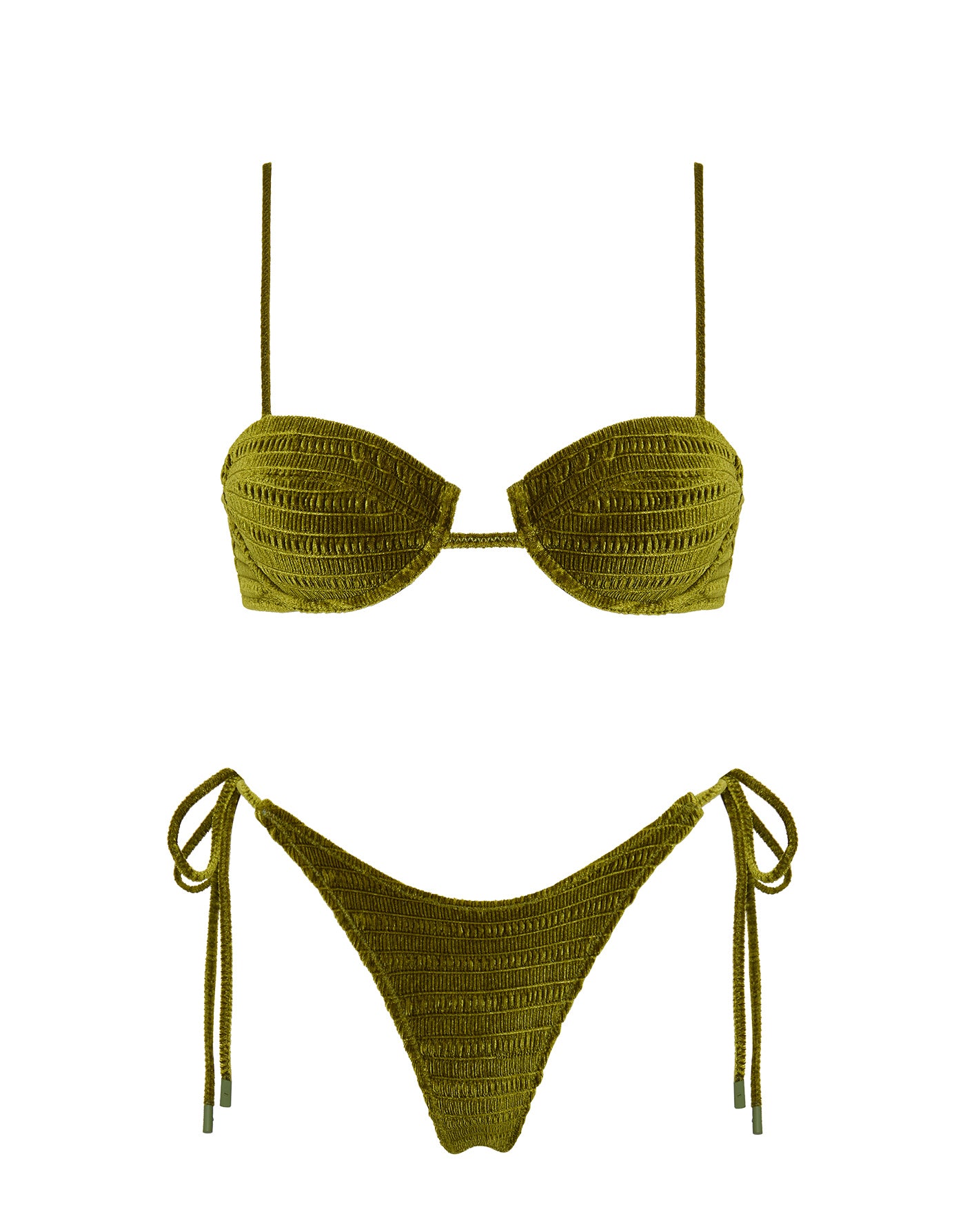 MALA VARO Green Velvet Balconette Bikini Set