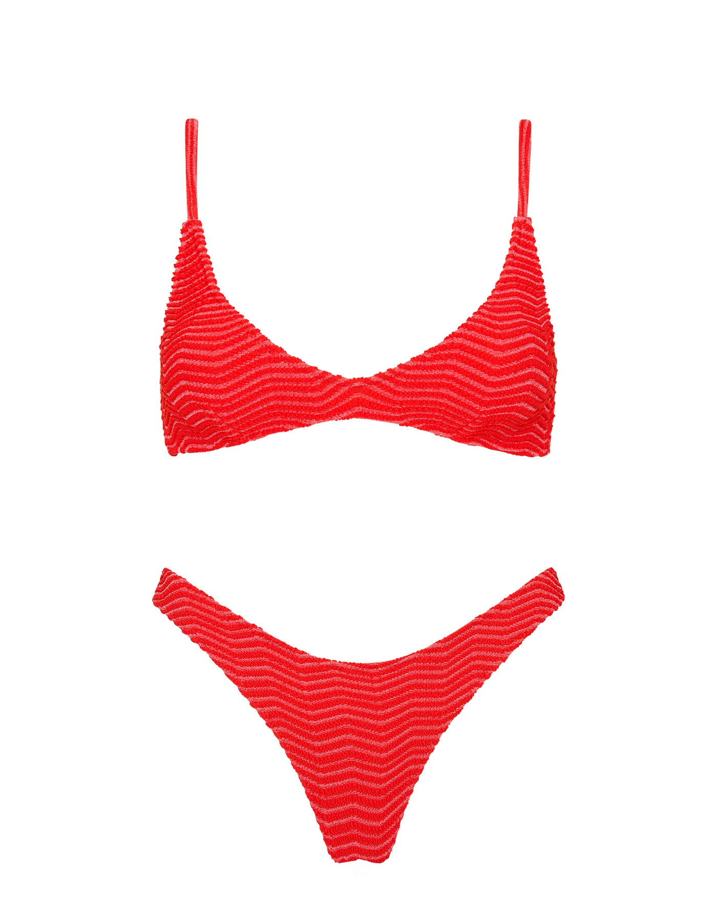 MAIA MATO Red Terry Towelling Scoop Bikini Set